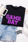 PREORDER: Embroidered Glitter Game Day Sweatshirt in Black/Purple