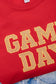 PREORDER: Embroidered Glitter Game Day Sweatshirt in Red/Old Gold