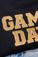 PREORDER: Embroidered Glitter Game Day Sweatshirt in Black/Old Gold