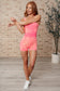 Mineral Washed Romper in Neon Coral Fuchsia