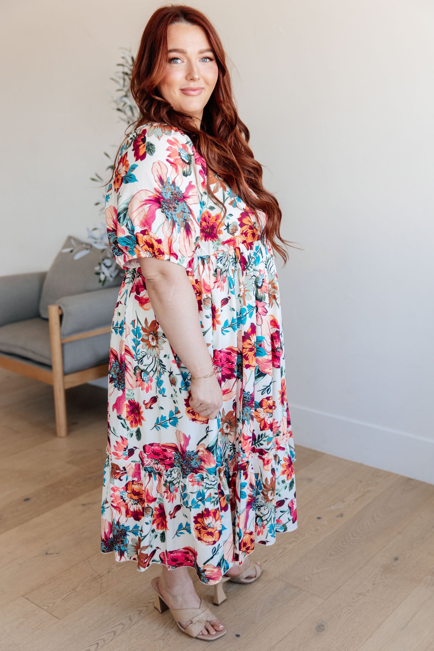 Let Me Frolic Balloon Sleeve Floral Dress